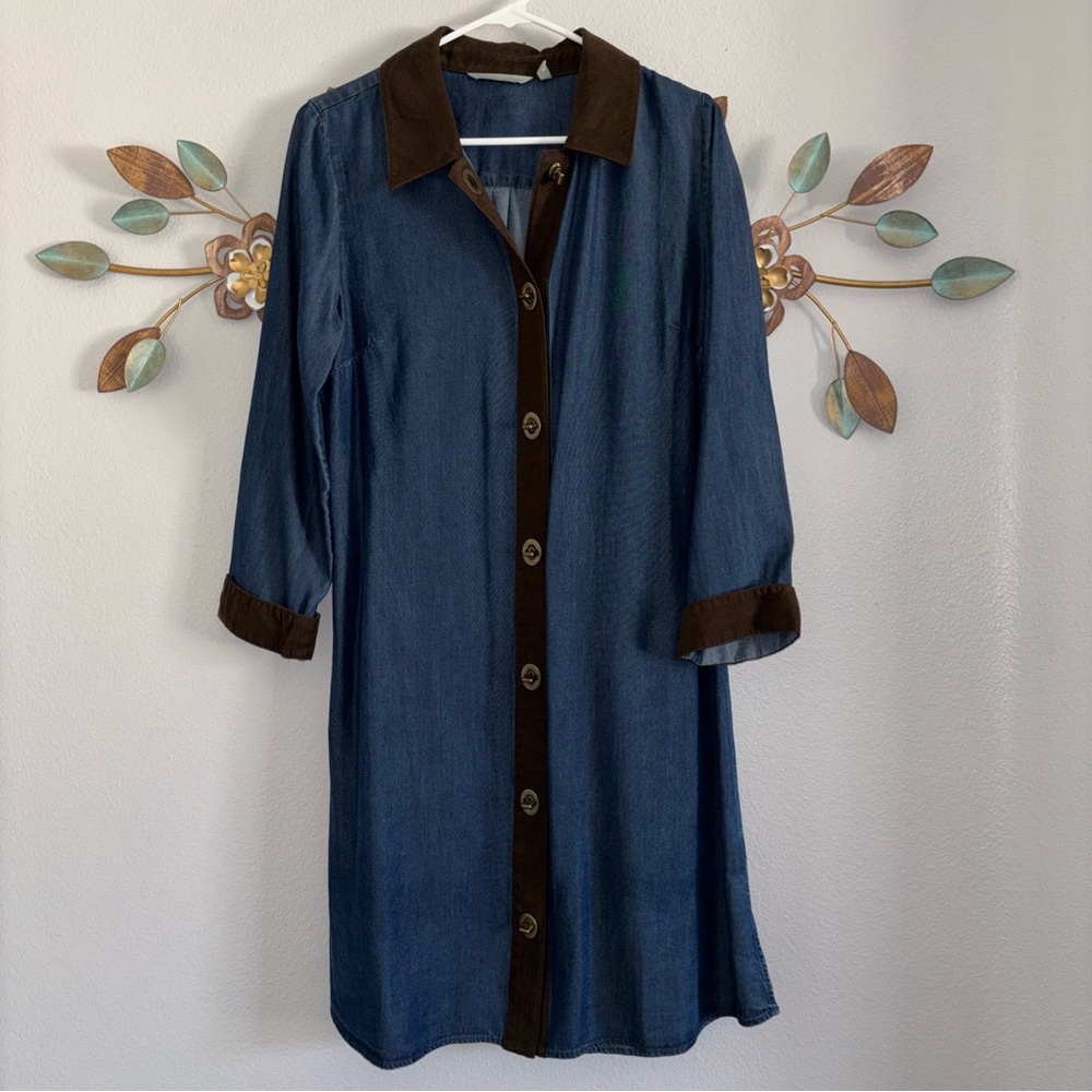 Soft Surroundings Womens Blue Brown Urbina Dress Size Petite Small